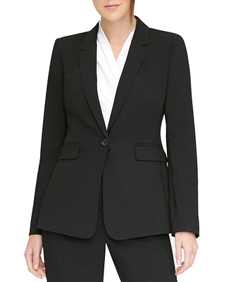 DKNY by Donna Karan Notch Lapel Side Pocket One Button Front Blazer