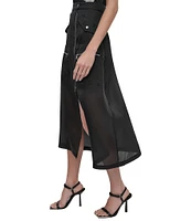 DKNY Organza Cargo A-Line Midi Skirt
