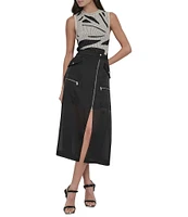 DKNY Organza Cargo A-Line Midi Skirt