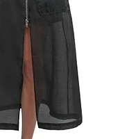 DKNY Organza Cargo A-Line Midi Skirt