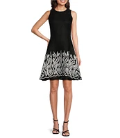 DKNY by Donna Karan Petite Size Sleeveless Crew Neck Embroidered Mesh Dress