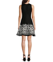 DKNY by Donna Karan Petite Size Sleeveless Crew Neck Embroidered Mesh Dress