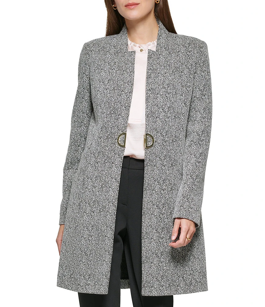 DKNY by Donna Karan Point Collar Knit Long Topper Jacket