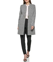 DKNY by Donna Karan Point Collar Knit Long Topper Jacket