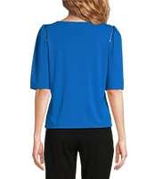 DKNY by Donna Karan Puff Sleeve Asymmetrical Neck Blouse