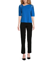 DKNY by Donna Karan Puff Sleeve Asymmetrical Neck Blouse