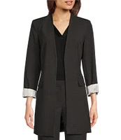 DKNY by Donna Karan Roll Sleeve Collarless Open Topper