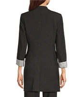 DKNY by Donna Karan Roll Sleeve Collarless Open Topper