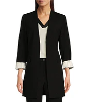 DKNY by Donna Karan Roll Sleeve Collarless Open Topper