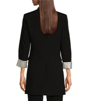 DKNY by Donna Karan Roll Sleeve Collarless Open Topper