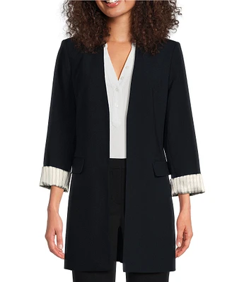 DKNY by Donna Karan Roll Sleeve Collarless Open Topper