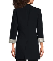 DKNY by Donna Karan Roll Sleeve Collarless Open Topper