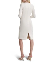 DKNY by Donna Karan Round Neck Long Sleeve Beaded Trim Dress