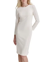 DKNY by Donna Karan Round Neck Long Sleeve Beaded Trim Dress