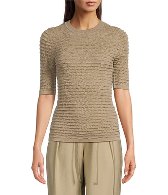 DKNY by Donna Karan Ruched Crew Neck Short Sleeve Top