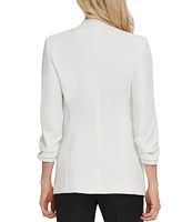 DKNY by Donna Karan Scuba Crepe Ruched 3/4 Ruched Sleeve Open Front Jacket