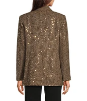 DKNY by Donna Karan Sequin Herringbone Notch Lapel 1-Button Blazer