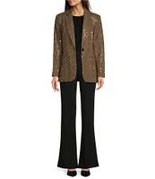 DKNY by Donna Karan Sequin Herringbone Notch Lapel 1-Button Blazer