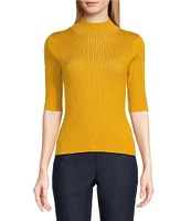 DKNY by Donna Karan Short Sleeve Mock Neck Ribbed Knit Top