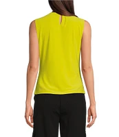 DKNY by Donna Karan Sleeveless Jersey Knit Crew Neck Criss Cross Bodice Sleeveless Top