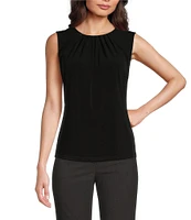 DKNY by Donna Karan Sleeveless Ruched Crew Neck Top