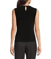 DKNY by Donna Karan Sleeveless Ruched Crew Neck Top