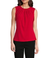 DKNY by Donna Karan Sleeveless Ruched Crew Neck Top