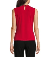 DKNY by Donna Karan Sleeveless Ruched Crew Neck Top