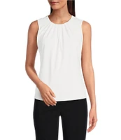 DKNY by Donna Karan Sleeveless Ruched Crew Neck Top