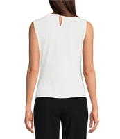 DKNY by Donna Karan Sleeveless Ruched Crew Neck Top