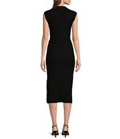 DKNY by Donna Karan Sleeveless V-Neck Wide Rib Sweater Dress