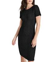 DKNY by Donna Karan Smocked Knit Boat Neck Short Sleeve Square Back Dress