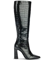 DKNY by Donna Karan Soryn Crocodile Embossed Patent Tall Boots