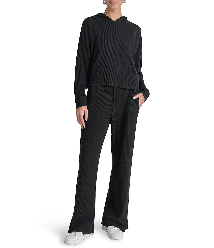 DKNY Sport by Donna Karan Brushed Rib Knit Raglan Sleeve Pullover Hoodie