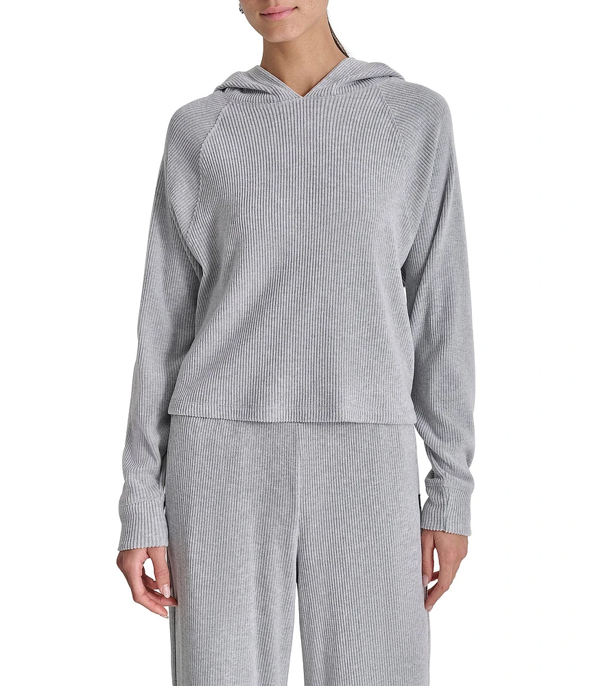 DKNY Sport by Donna Karan Brushed Rib Knit Raglan Sleeve Pullover Hoodie