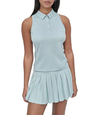 DKNY Sport by Donna Karan Court Pique Collared Neckline Sleeveless Racerback Polo Tank