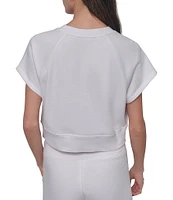 DKNY Sport By Donna Karan HD Logo Short Sleeve Cropped Pullover