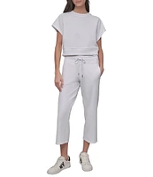 DKNY Sport By Donna Karan HD Logo Short Sleeve Cropped Pullover