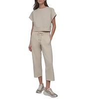 DKNY Sport By Donna Karan HD Logo Short Sleeve Cropped Pullover