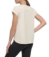 DKNY Sport by Donna Karan Knit Slub Jersey Crew Neck Short Rolled Sleeve T-Shirt