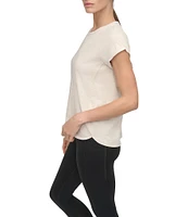 DKNY Sport by Donna Karan Knit Slub Jersey Crew Neck Short Rolled Sleeve T-Shirt