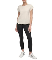 DKNY Sport by Donna Karan Knit Slub Jersey Crew Neck Short Rolled Sleeve T-Shirt