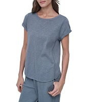 DKNY Sport by Donna Karan Knit Slub Jersey Crew Neck Short Rolled Sleeve T-Shirt