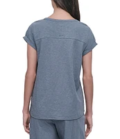 DKNY Sport by Donna Karan Knit Slub Jersey Crew Neck Short Rolled Sleeve T-Shirt