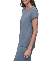 DKNY Sport by Donna Karan Knit Slub Jersey Crew Neck Short Rolled Sleeve T-Shirt