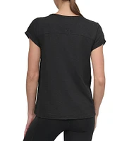DKNY Sport by Donna Karan Knit Slub Jersey Crew Neck Short Rolled Sleeve T-Shirt