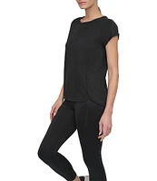 DKNY Sport by Donna Karan Knit Slub Jersey Crew Neck Short Rolled Sleeve T-Shirt