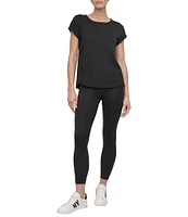 DKNY Sport by Donna Karan Knit Slub Jersey Crew Neck Short Rolled Sleeve T-Shirt