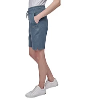 DKNY Sport by Donna Karan Metallic Bubble Logo Bermuda Pull-On Shorts