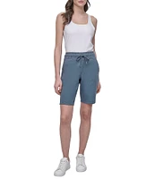 DKNY Sport by Donna Karan Metallic Bubble Logo Bermuda Pull-On Shorts
